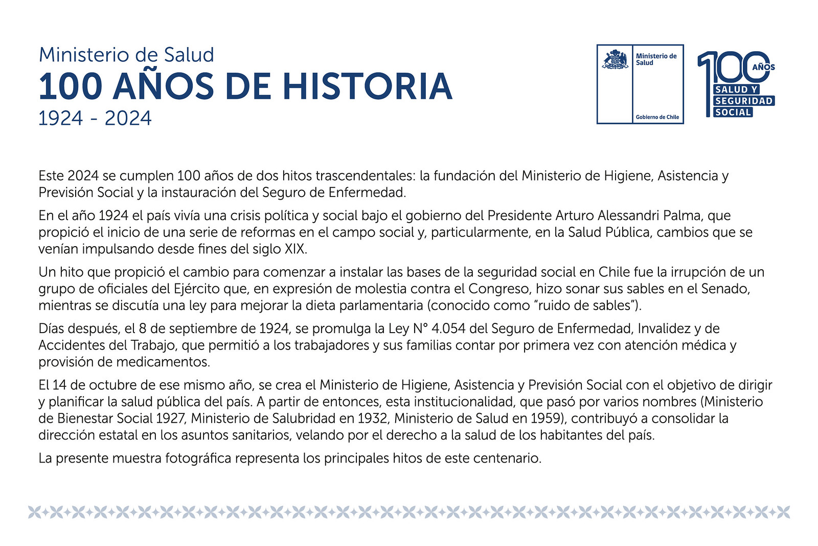 Ministerio de Salud: 100 años de historia 1924-2024